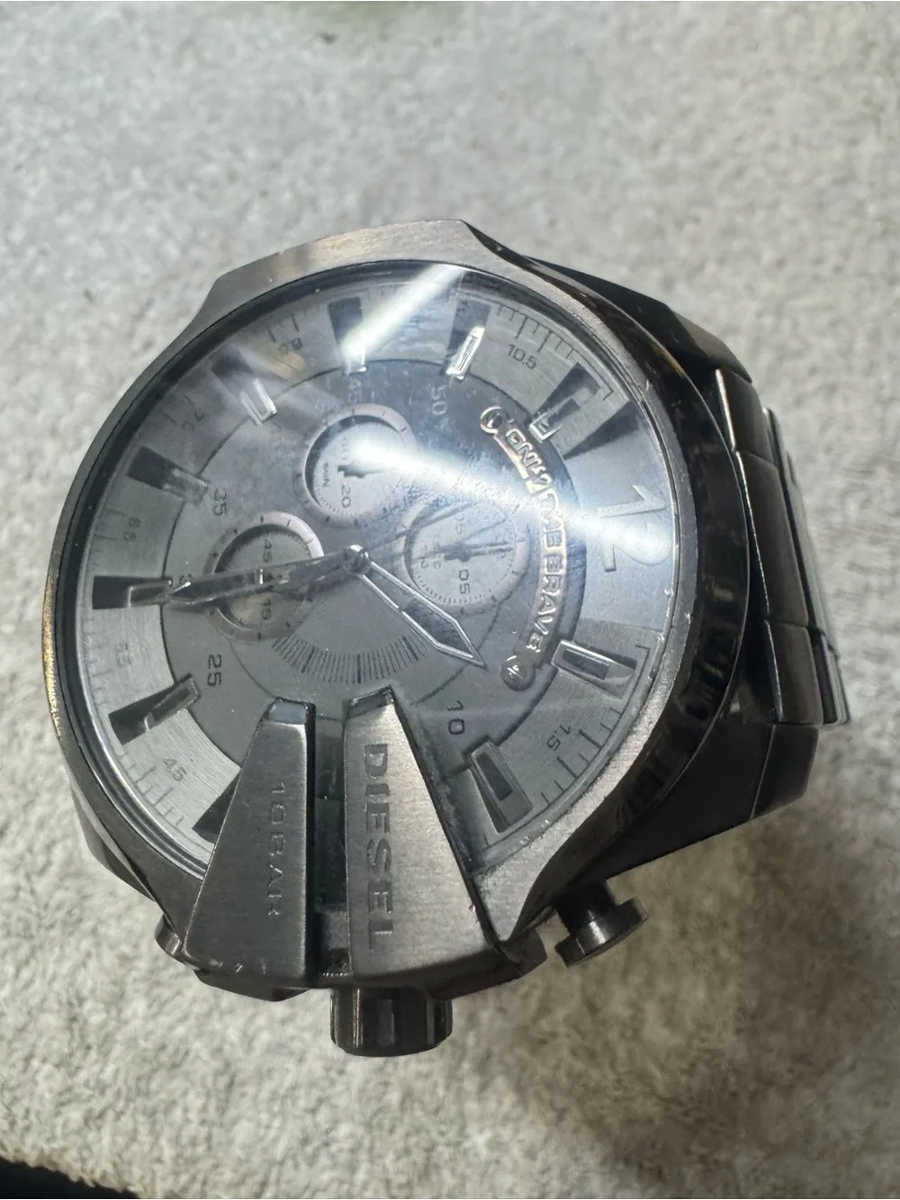 #140 Diesel Silver Gray Multi-Dial Chronograph Watch